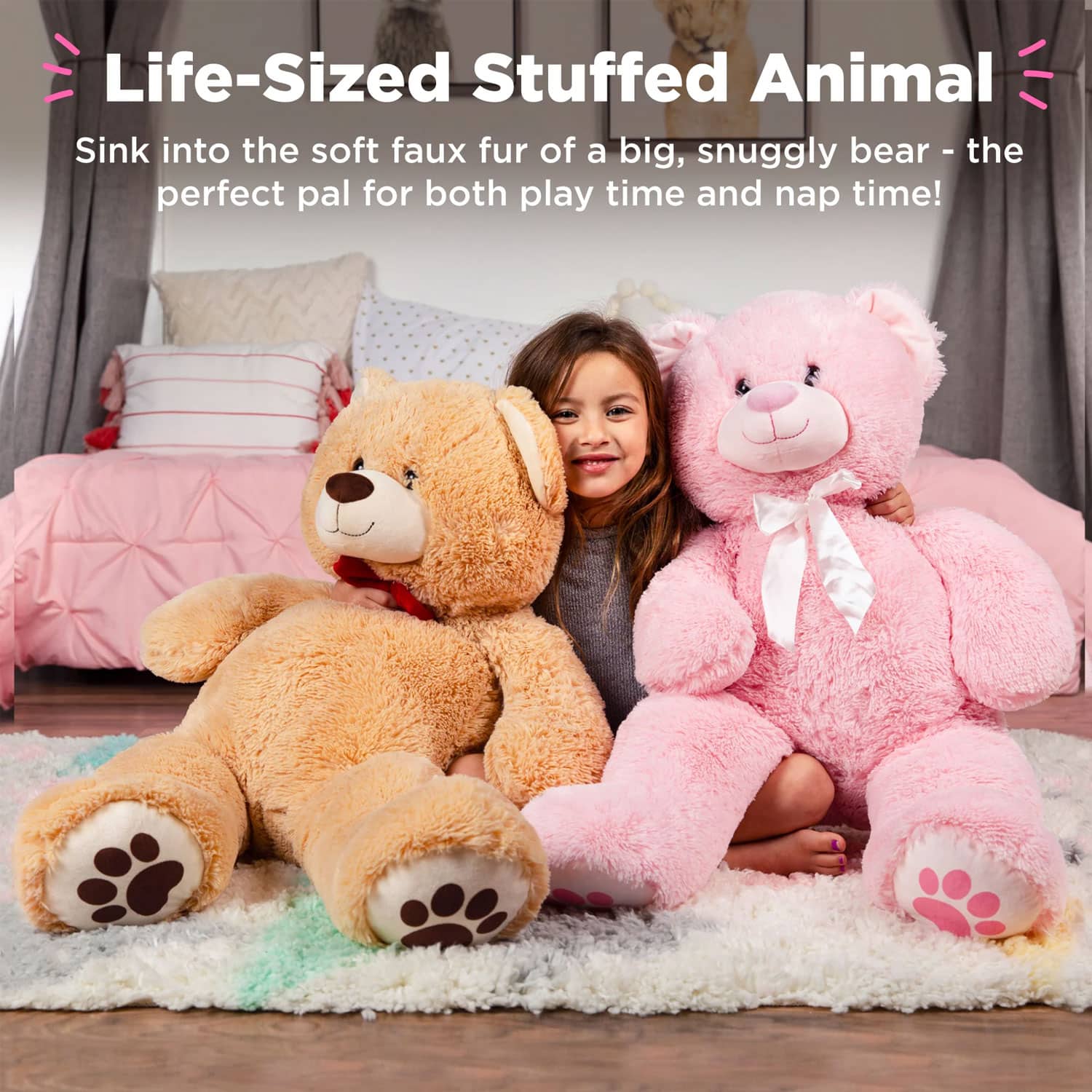 Best Choice Products 38in Giant Soft Plush Teddy Bear Stuffed Animal Toy w_ Bow Tie, Footprints - Brown - Image 2