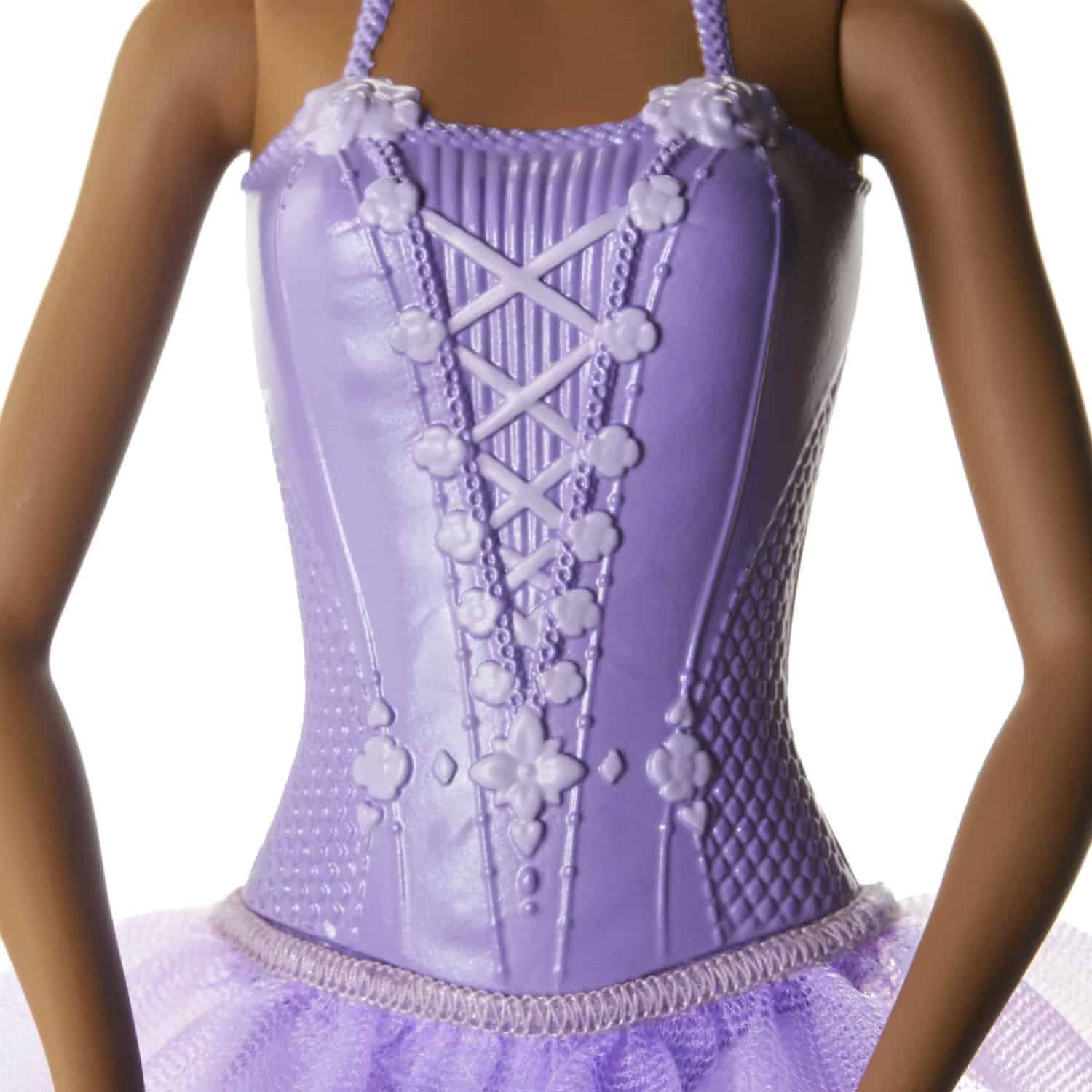 Barbie Ballerina Doll in Purple Tutu with Black Hair, Brown Eyes, Ballet Arms & Sculpted Toe Shoes - Image 3