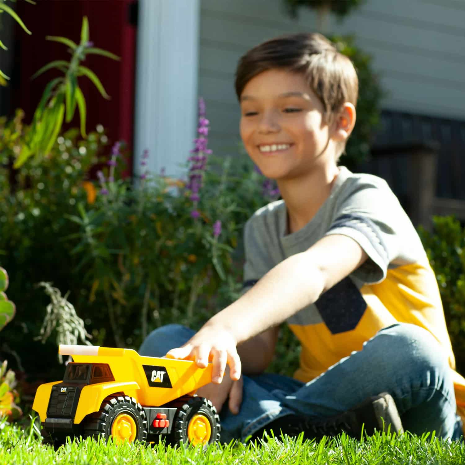 Cat Tough Machines Light & Sound Toy Vehicle Set Including Bonus Hard Helmet. Includes Cat Officially Licensed Dump Truck & Front End Loader - Image 3