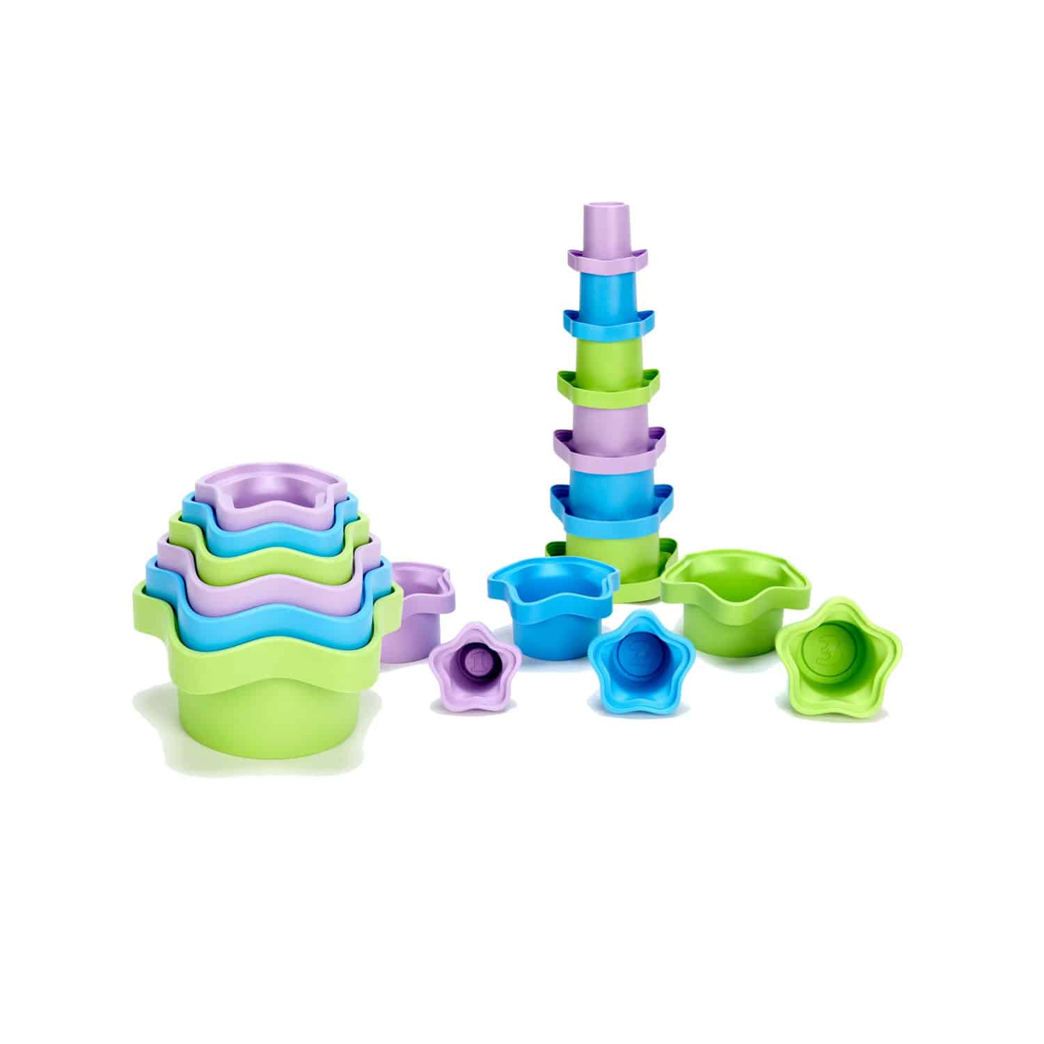 Green Toys Stacking Cups Purple_Blue_Green, Bath Toy, Baby_Toddler, Made from 100% Recycled Plastic - Image 4