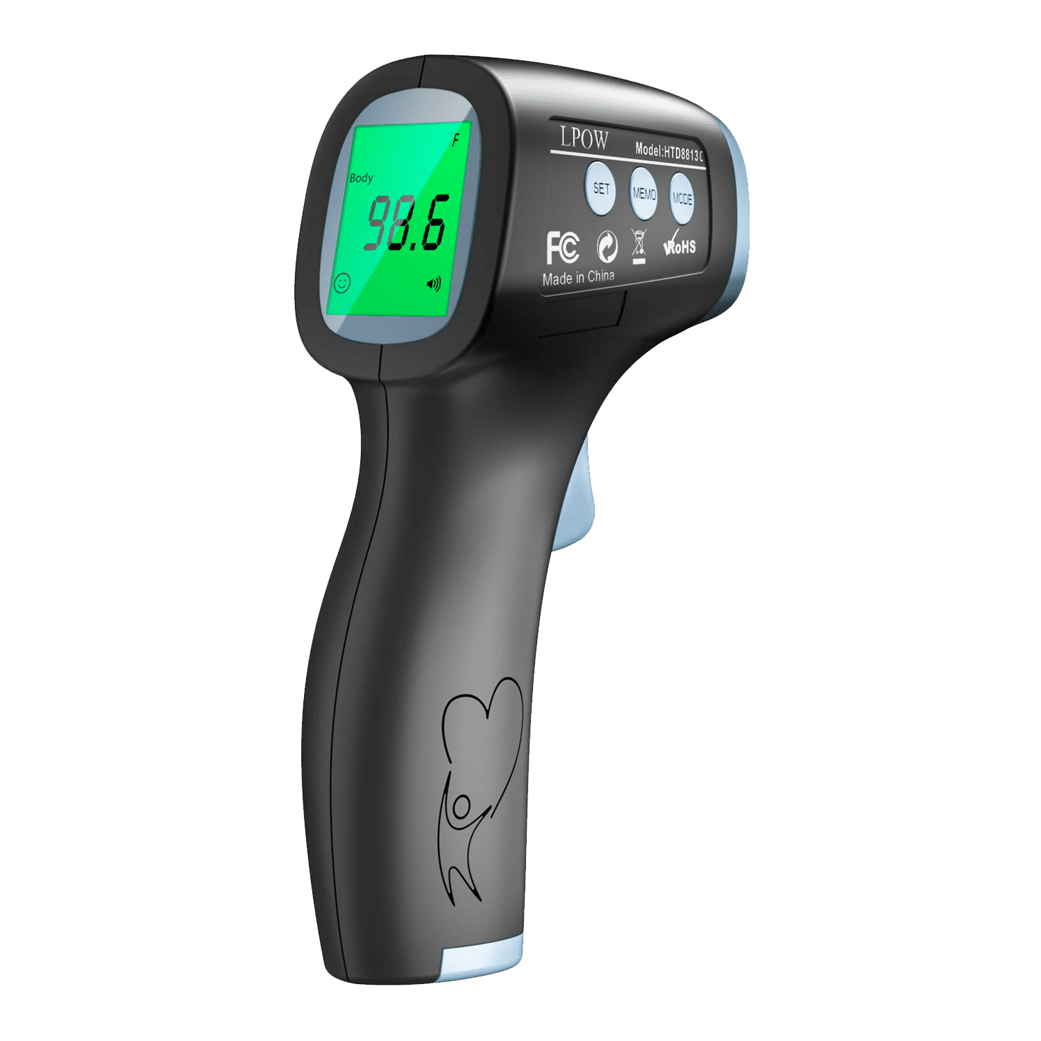 LPOW Forehead Digital Thermometer,The Non-Contact Infrared Thermometer for Babies,Kids&Adults,1s Fast Reading with 3 Colors Backlight Fever Alarm and 50 Memories Recall