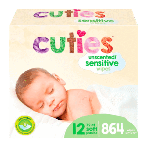 Cuties Baby Wipes _ Unscented & Hypoallergenic _ 12 Soft-Packs _ 864 Total Wipes