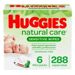 Huggies Natural Care Sensitive Baby Wipes, Unscented, 6 Flip-Top Packs (288 Wipes Total)