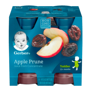 (Pack of 4) Gerber 100% Apple Prune Fruit Juice, 4 Fl Oz Bottles