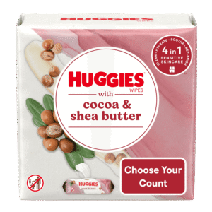 Huggies Wipes with Cocoa & Shea Butter, Scented, 3 Push Button Packs (168 Wipes Total)
