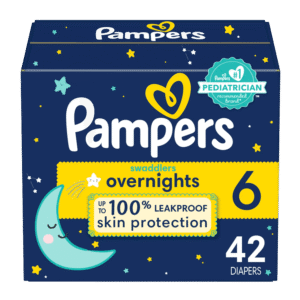 Pampers Swaddlers Overnight Diapers Size 6, 42 Count (Choose Your Size & Count)