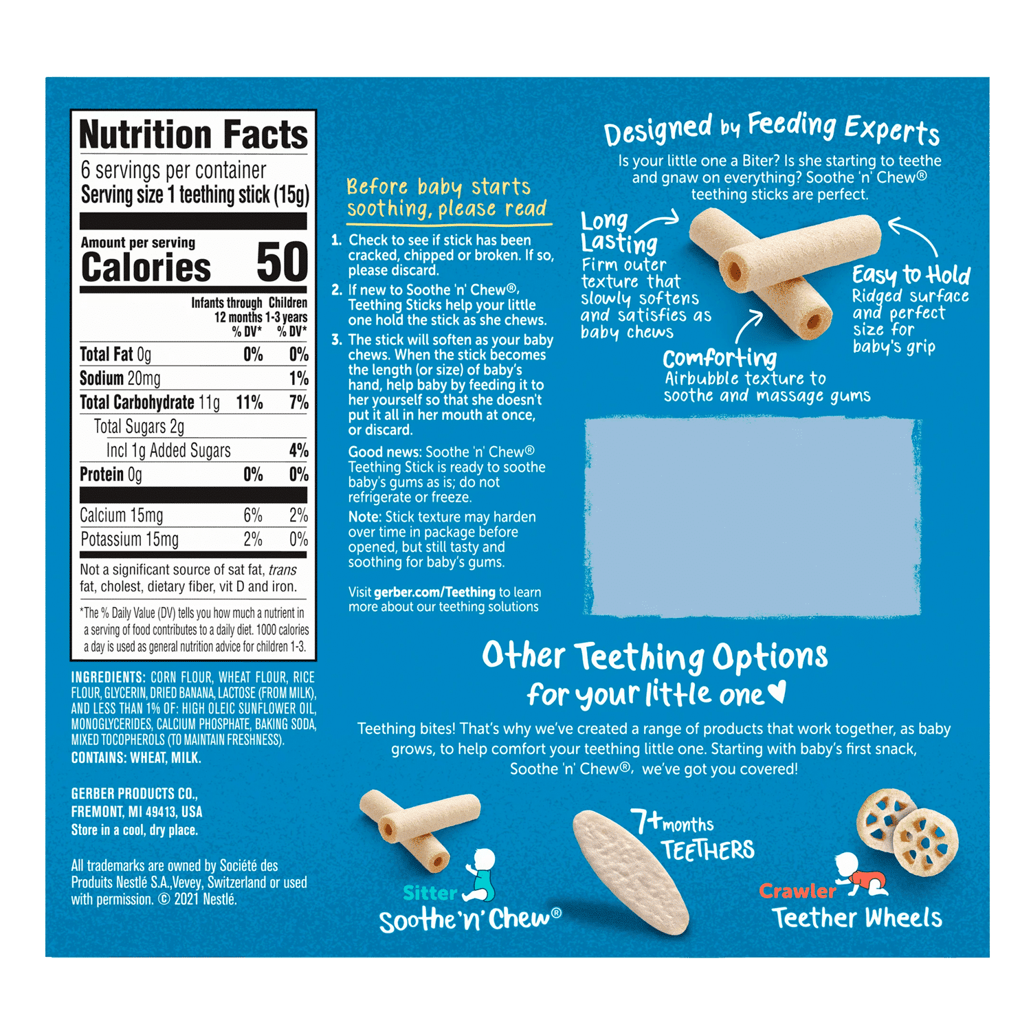 Gerber Snacks for Baby Soothe n Chew Teething Sticks Banana, 0.53 oz Box (6 Pack) - Image 2