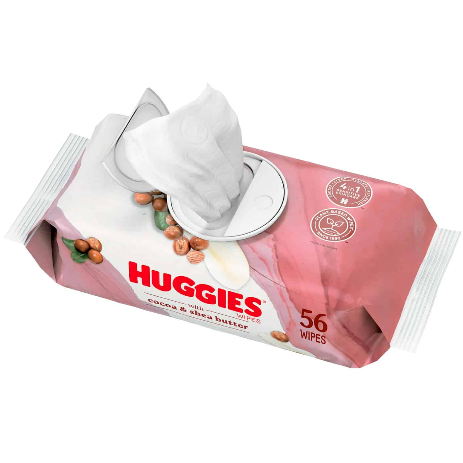 Huggies Wipes with Cocoa & Shea Butter, Scented, 3 Push Button Packs (168 Wipes Total) - Image 4