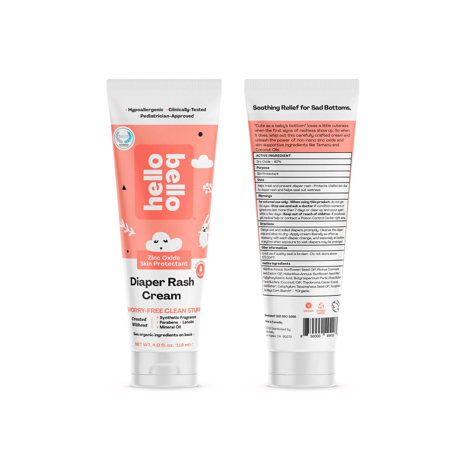 Hello Bello Diaper Rash Cream I Vegan, Hypoallergenic and Pediatrician Tested Soothing Diaper Cream with Zinc Oxide I 4 FL Oz - Image 3