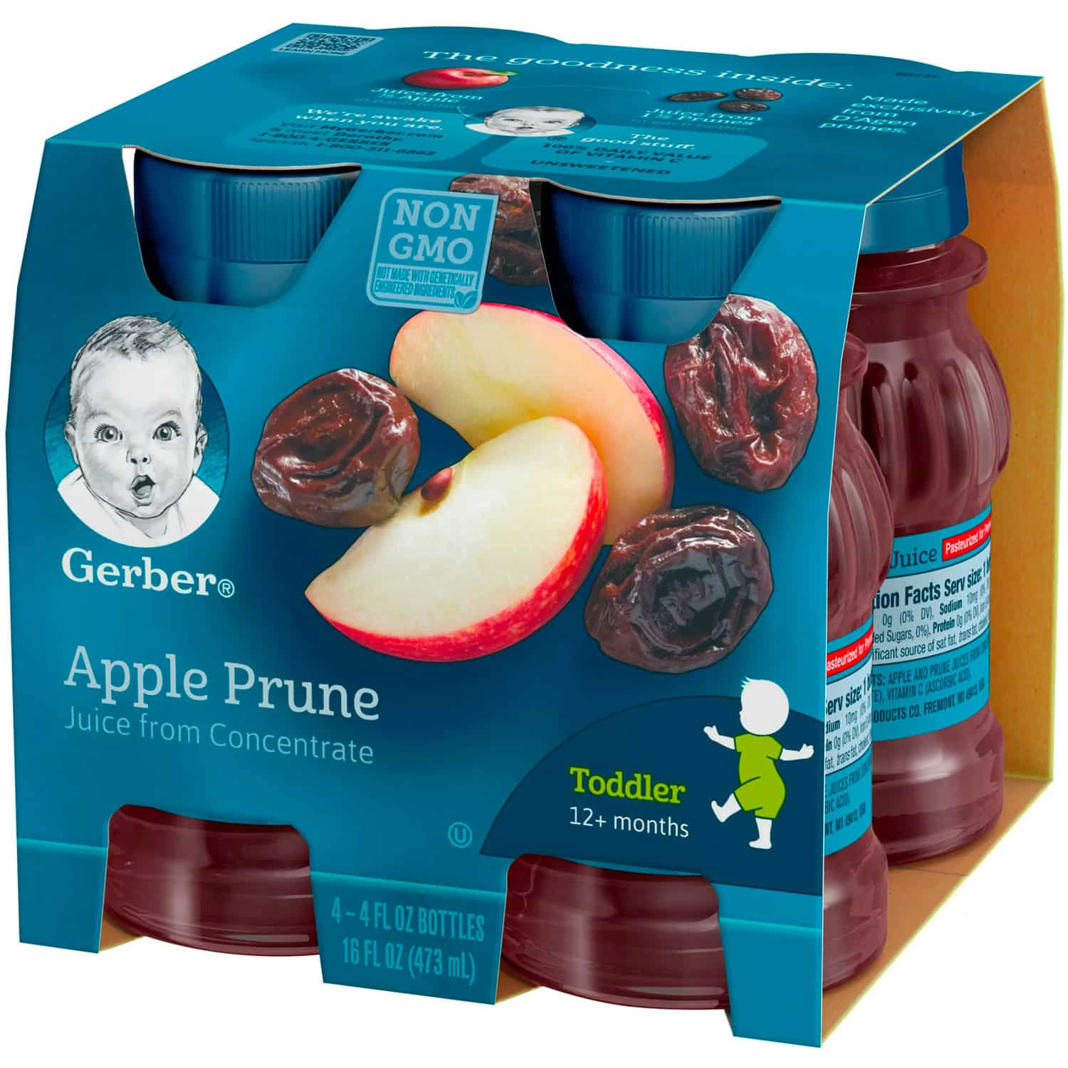 (Pack of 4) Gerber 100% Apple Prune Fruit Juice, 4 Fl Oz Bottles - Image 4