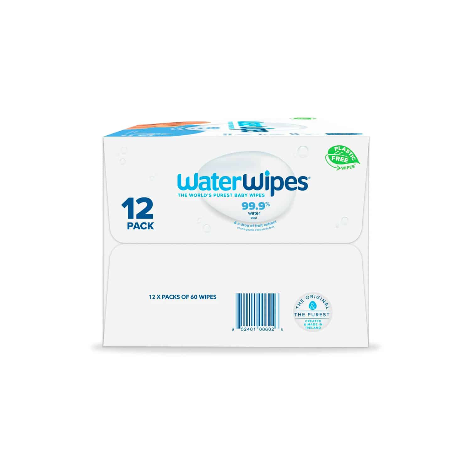 WaterWipes Plastic-Free Original Baby Wipes, 99.9% Water Based Wipes, Unscented & Hypoallergenic for Sensitive Skin, 720 Count (12 Packs) - Image 4