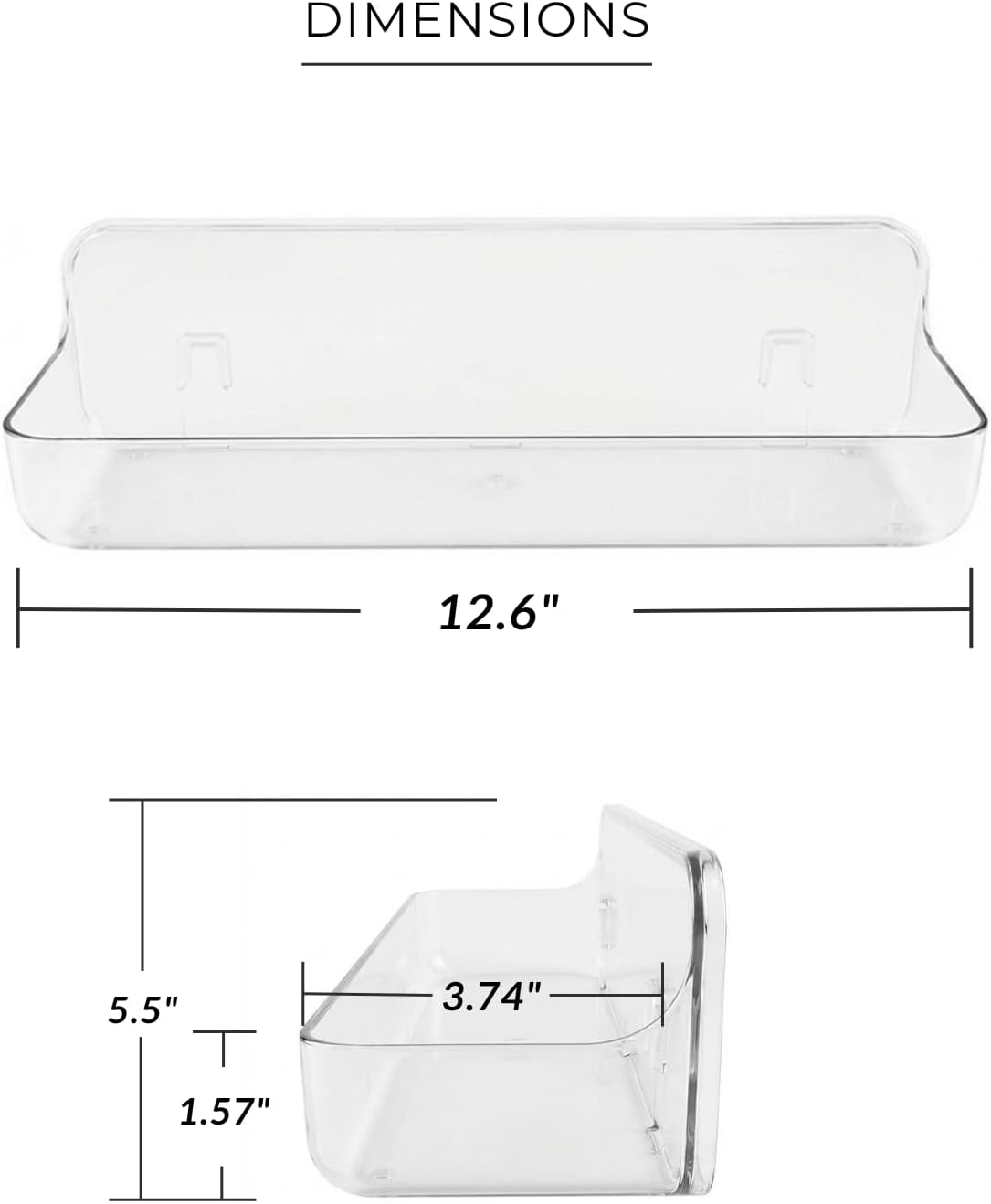 No-Drill Acrylic Shower Caddy – Wall Mounted Bathroom Shelf with Drain Holes, Strong Adhesive, Large Capacity for Shower, Kitchen, RV - Image 2