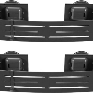 2 Pack Shower Caddy Suction Cup, Shower Shelves with 4 Hooks Rust-Proof Aluminum Alloy,Large Capacity No drilling required Removable Bathroom Storage Rack for Shampoo, Shower Gel, Razors