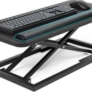 Standing Keyboard Tray Keyboard stand, Adjustable Height Keyboard and Mouse Riser for Desktop,For Ergonomic Sit Stand Workstations With Wrist Rest、Laptop Desk 26.7 x 11.7 Inch(Black)