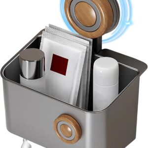 Shower Caddy Suction Cup, Removable Waterproof Bathroom Organizer Shower Shelf with Drainage, Suction Plastic Storage for Inside Shower, Shampoo, Bathroom Accessories Holder, Gray (Mahogany-S)