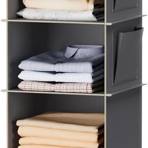 Hanging Closet Organizer and Storage, 6-Shelf Closet Hanging Storage Shelves, Grey