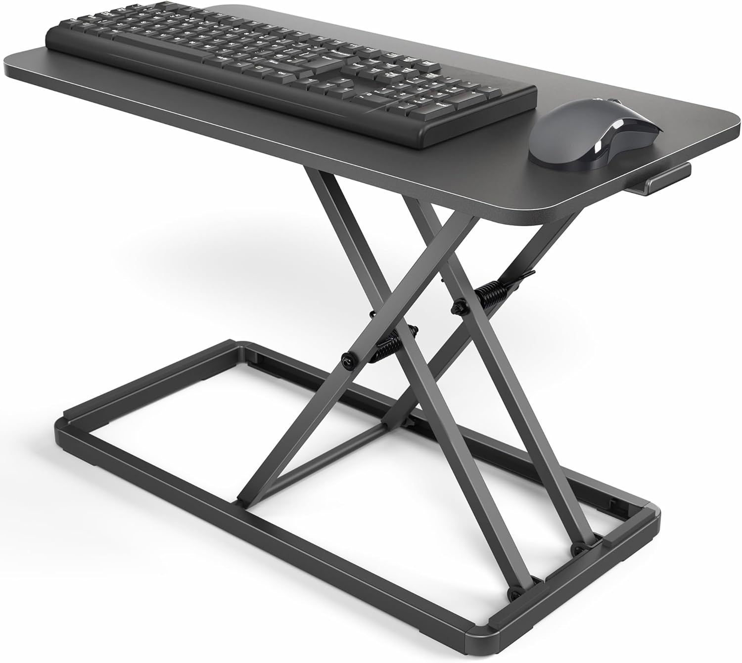 Single Top 24 inch Scissors Lift Keyboard and Mouse Riser, Height Adjustable Laptop Desk, For Ergonomic Sit Stand Workstations, Black