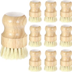 10 Pack Bamboo Dish Brush Set, Natural Dish Scrub Brush with Handle, Wooden Dish Scrubber for Kitchen Cleaning, Eco-Friendly Scrub Brush for Dishes, Pots, Pans, and Vegetables