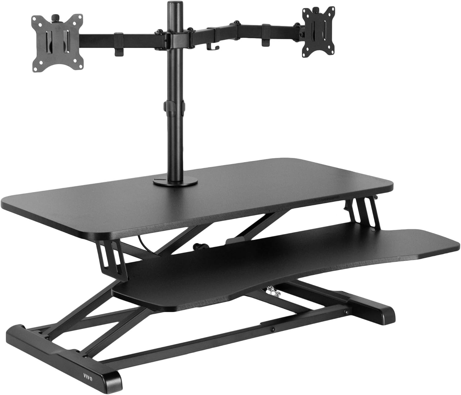 Height Adjustable 32 inch Standing Desk Converter with Dual 13 to 30 inch Monitor Stand, Sit Stand Monitor Mount and Desk Riser, Black