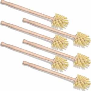 6-Pack Natural Wood Dish Brush Set with Long Beechwood Handle & Sisal Bristles, 13.8 x 2.7 Inch Bottle Brush for Cleaning Jars, Mugs, Glasses, Vases, Pitchers