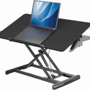 36 inch Height Adjustable Tilting Stand Up Desk Converter, Quick Sit to Stand Single Top Keyboard Riser, Laptop Workstation, Drafting Table, Ergonomic Typing, Black