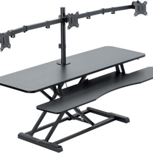 Height Adjustable 48 inch Standing Desk Converter with Triple 21.5 to 27 inch Monitor Mount, Extra Large Desk Riser, Black, DESK-KIT-48KB3C