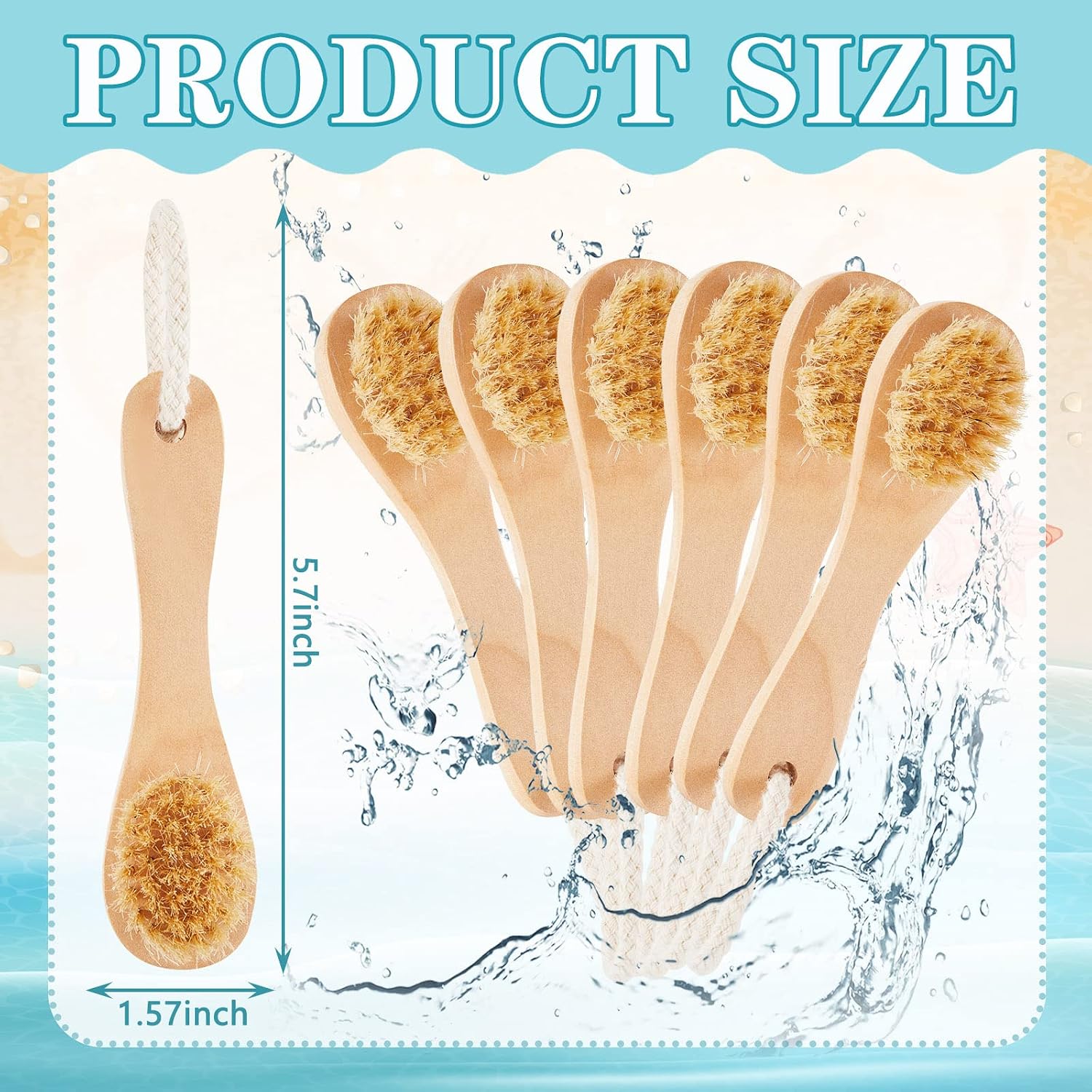 Nuanchu 6 Pcs Wooden Face Cleaning Brush Facial Exfoliator Brush Dry Scrubber Natural Bristles for Face Care Scrubber Exfoliator Wood Handle Facial Cleanser Tool to Unclog Pore - Image 2