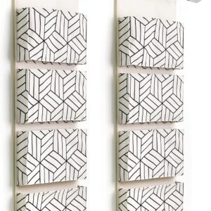 2Pcs Over Door Hanging Storage Bags Wall Mount Closet Organizer, 4 Big Pockets Linen Cotton Fabric Living Room Bedroom Bathroom File Magazine Waterproof Free Hooks White