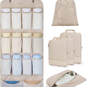 Hanging Compression Packing Cubes for Closet Organizers And Storage, 6 Set Suitcase Organizer Bags Set, Cruise Travel Essentials for Women | Hanging